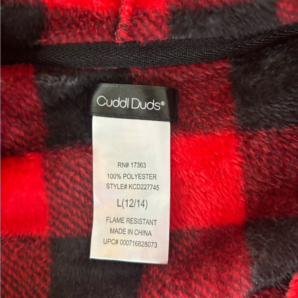 Cuddl Duds Kids Checkered Pajama Robe - Red and Black - Picture 3 of 6